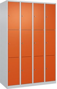 C+P Schließfachschrank Classic PLUS mit 4 Abteilen, Farbe Lichtgrau und Reinorange, B/T/H: 120 x 50 x 185 cm - Bild 1
