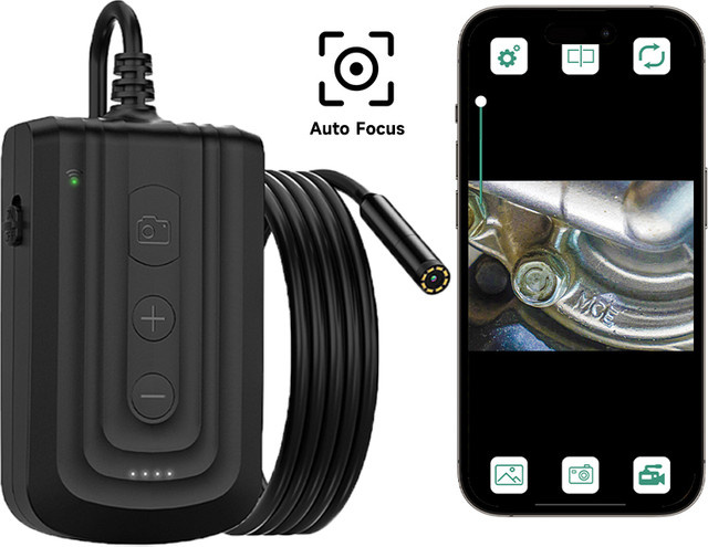 ZYPUSON WiFi HD Endoskop Kamera, tragbares IP67 wasserdichtes Boreskop mit 8 mm Linse für iOS und Android, Schwarz - Bild 1