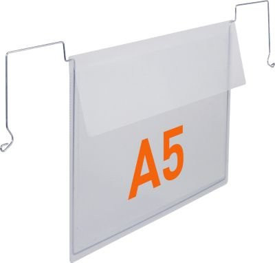 Durable Drahtbügeltasche DIN A5 quer mit Schutzklappe, transparent, 50 Stück, B: 45,0 cm, H: 20,5 cm - Bild 1