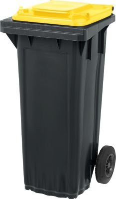 SSI Schäfer Mülltonne PRO 80 WAVE fahrbar, 80 l, schwarzgelb - Bild 1