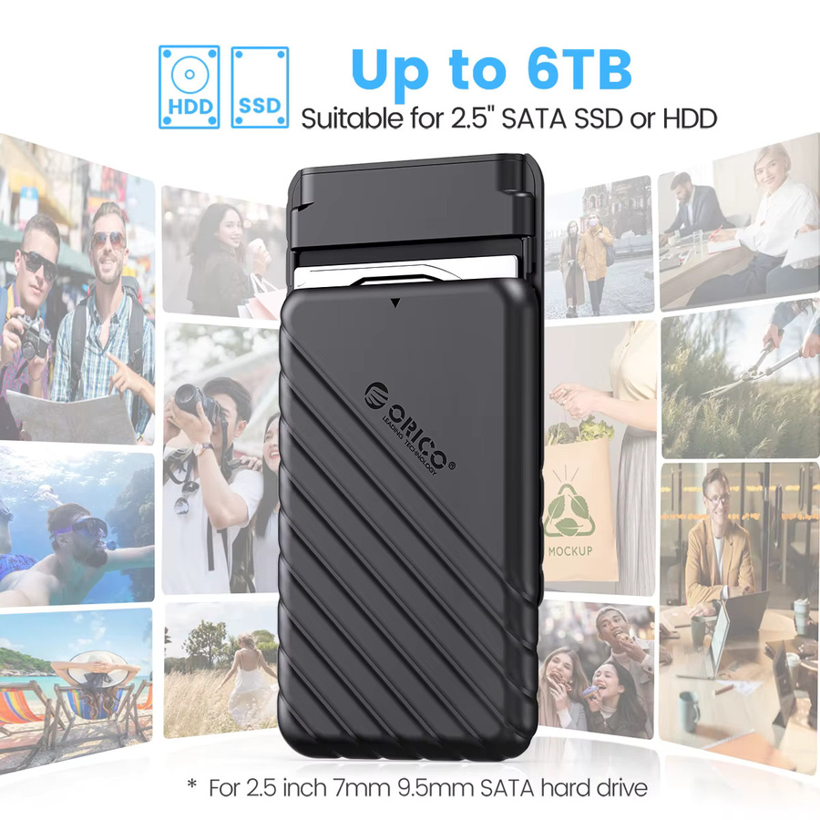 ORICO Externes 2,5 Zoll USB 3.1 Gen 1 zu SATA III Festplattengehäuse für SSD und HDD, Schwarz, Werkzeuglos mit UASP Unterstützung - Bild 2