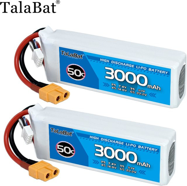 TalaBat 50C 3000mAh 11.1V Wiederaufladbare Lipo-Drohnenbatterie mit XT60-Stecker in Weiß für RC-Helikopter, Quadcopter und FPV Racing Drohnen - Bild 1