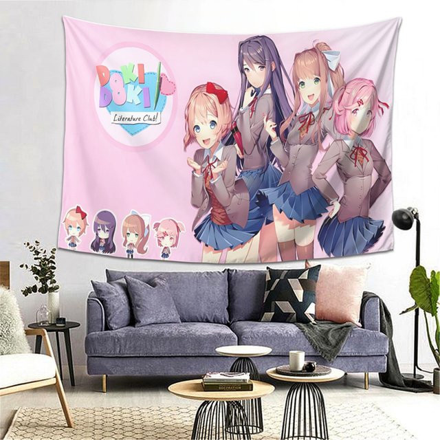 IKAMA Heartbeat Literature Club Wandteppich Anime Raumdekoration B/H: 60 x 40 cm - Bild 1
