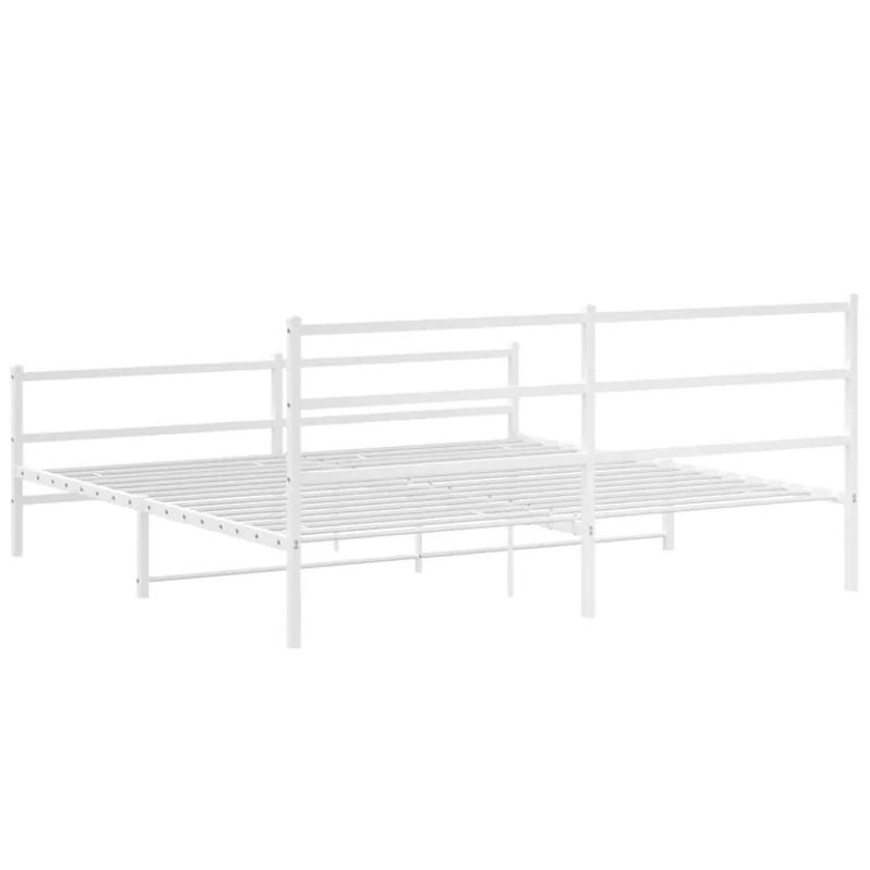 Vidaxl Metall-Bettgestell mit Kopfteil und Fußteil in Weiß, B/H: 183 x 213 cm - Bild 2
