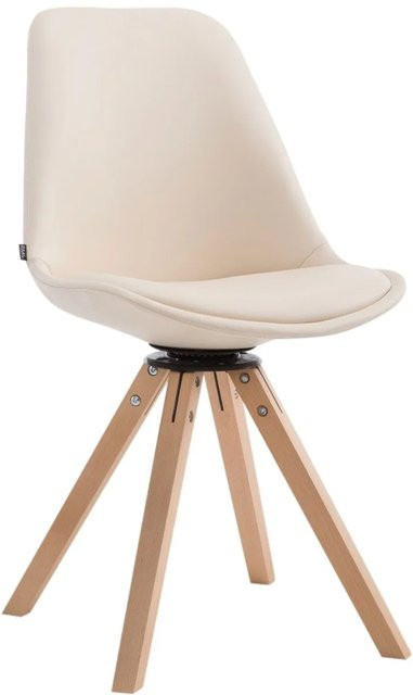DELUKE Besucherstuhl OSAKA Konferenzstuhl aus Kunstleder in Creme mit 360 Grad Drehsitz B/T/H: 48 x 56 x 84 cm - Bild 1