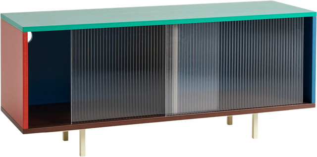 HAY Colour Cabinet M Schrank mit Glastüren in Multicolour aus Valchromat, MDF und Stahl - Bild 1