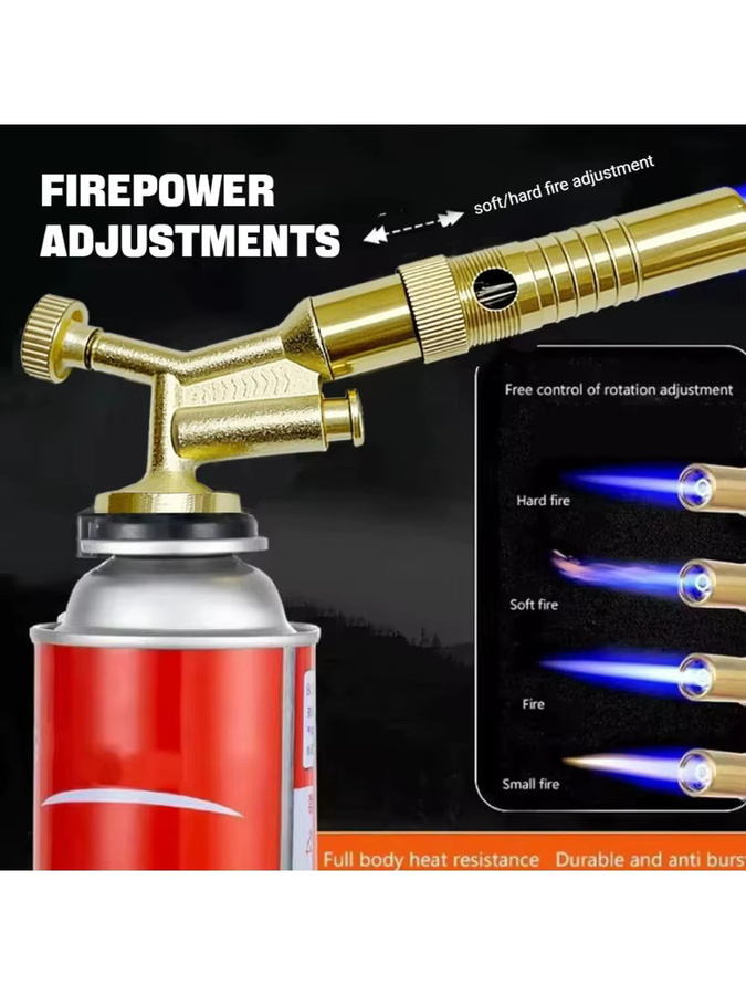 Einstellbare Hochtemperatur-Flammenpistole aus Messing und Kupfer als tragbarer Gasbrenner zum Löten und Kochen in Gold - Bild 5