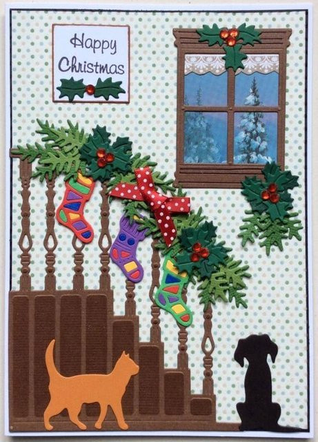 CYFUN DESIGN Metall-Schneideform für DIY Handwerk und Scrapbooking mit Weihnachts-Motiv Hund und Katze in Silber - Bild 1