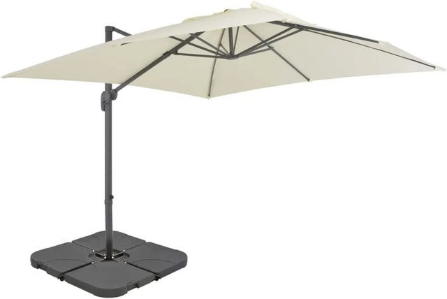 vidaXL Sonnenschirm mit tragbarem Ständer in Sandweiß aus Aluminium und Stahl mit einem Durchmesser von 300 cm - Bild 1