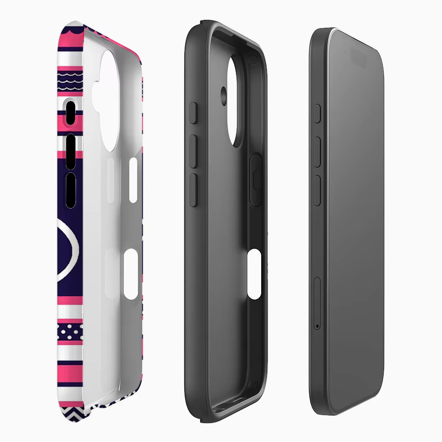 Handyhülle mit nautischem Anker und Streifen für iPhone 17 16 15 14 13 12 11 Pro Max Plus in Multicolour mit doppelschichtiger Rückseite - Bild 2
