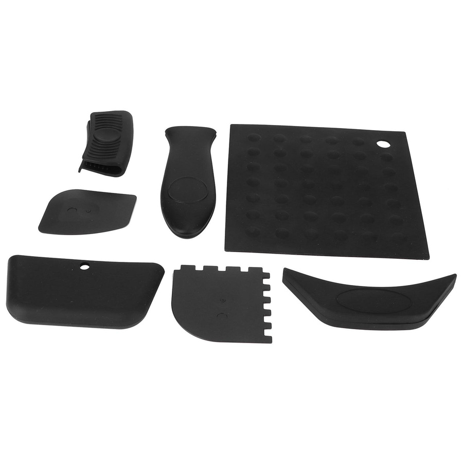 7-teiliges Set hitzebeständige Silikon Topflappen und Grillpfannen Schaber in Schwarz von KONNWEI - Bild 2