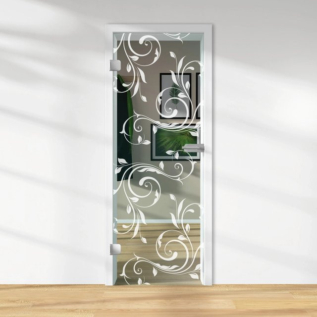 Skyscope Glasdrehtür ESG Floatglas Dekor Siebdruck DIN Links H: 197,2 cm, B: 70,9 cm, Tiefe: 0,8 cm - Bild 1