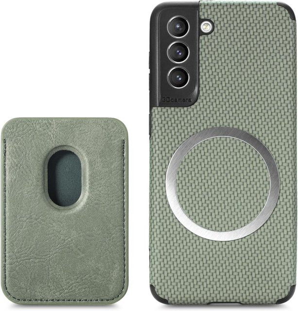 Magnetische Geldbörse-Hülle mit Kartenhalter und kabellosem Ladegerät für Samsung Galaxy A-Serie in Grün - Bild 1
