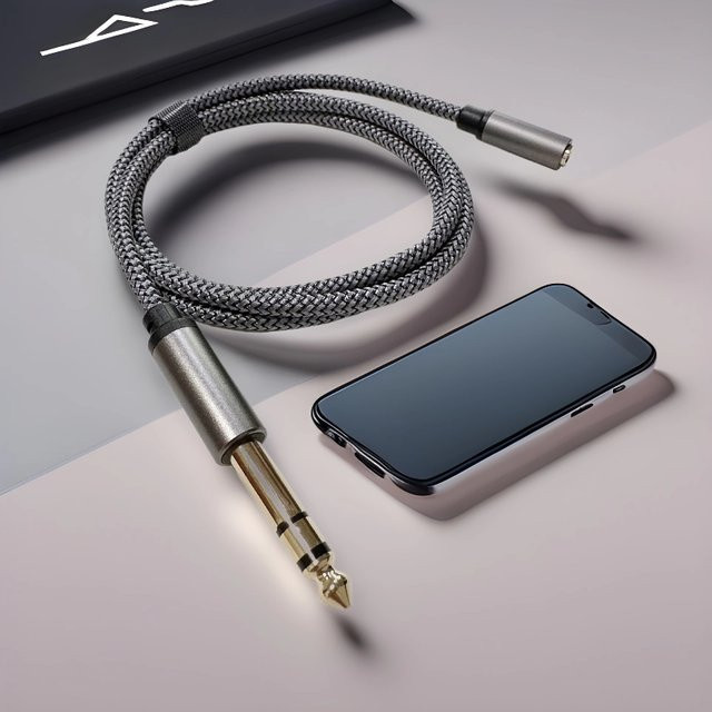 Stereo-Audio-Verlängerungskabel Adapter 6,35mm TRS Stecker auf 3,5mm Buchse in Grau - Bild 1