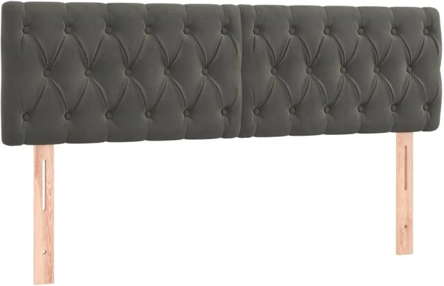 vidaXL LED Kopfteil aus Samt in Dunkelgrau mit USB-Ladeport und integrierter Beleuchtung, B: 144 cm, T: 7 cm, H: 78-88 cm - Bild 1
