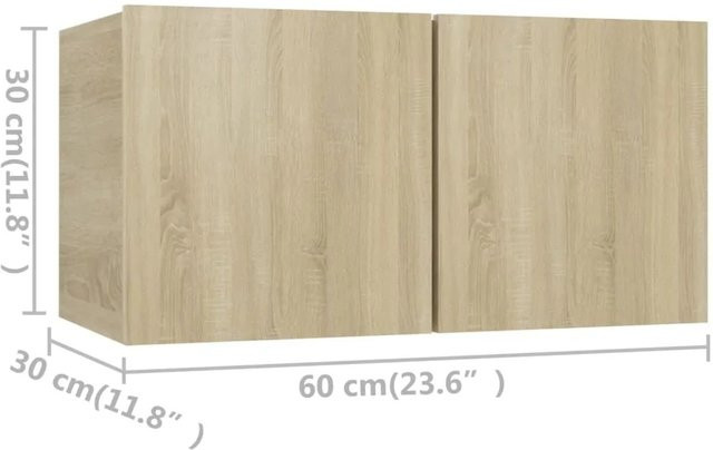 vidaXL 4-tlg. TV-Schrank-Set Sonoma-Eiche modern Wandmontage, B/T/H: 30,5 x 30 x 30 cm, 60 x 30 x 30 cm und 2 x 80 x 30 x 30 cm - Bild 1