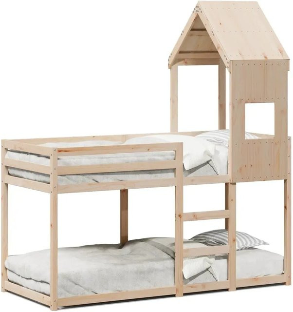 vidaXL Etagenbett aus Massivholz Kiefer in brauner rustikaler Optik ohne Matratze B/T/H: 90 x 190 x 112 cm - Bild 1