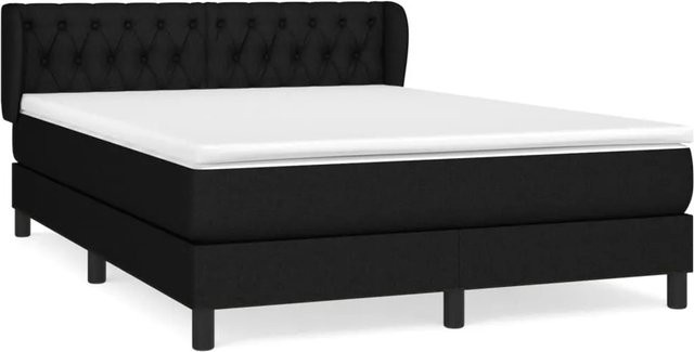 vidaXL Boxspringbett Hybrid mit Matratze und Taschenfederkern, Schwarz, B/T/H: 140 x 190 x 88 cm - Bild 1