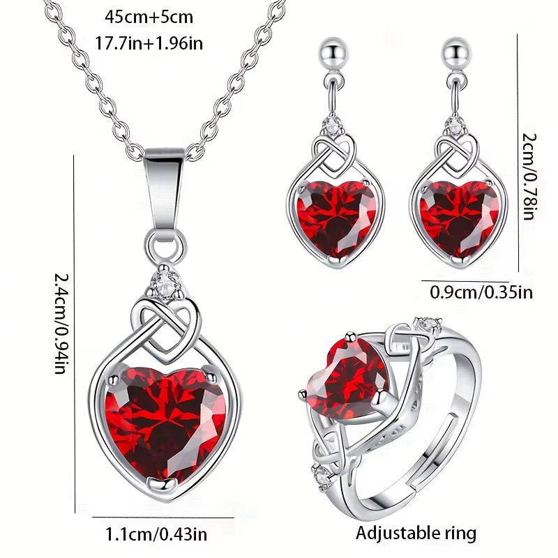 Ohrringe, Ringe, Halsketten, Legierung, Silber, Herz, Unisex - Bild 3