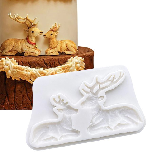 HANDLIFE Rentier Silikon-Backform für Weihnachten, graue Zuckergussform für Cupcakes, Fondant und Kuchendekoration - Bild 1