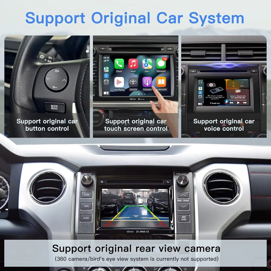 REEIIO Drahtlose CarPlay und Android Auto Box mit GPS-Navigation in Schwarz für Toyota CHR RAV4 Highlander Tundra Sienna Prius Yaris Camry - Bild 3