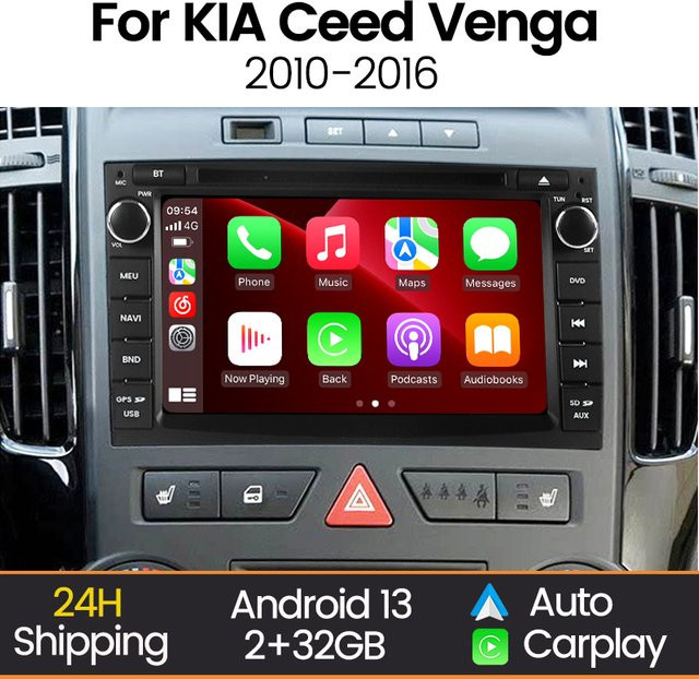 MEKEDE 2DIN Multimedia Autoradio mit Wireless CarPlay und Android Auto für KIA Ceed Venga 2010-2016 in Schwarz mit WiFi, Bluetooth und GPS - Bild 1
