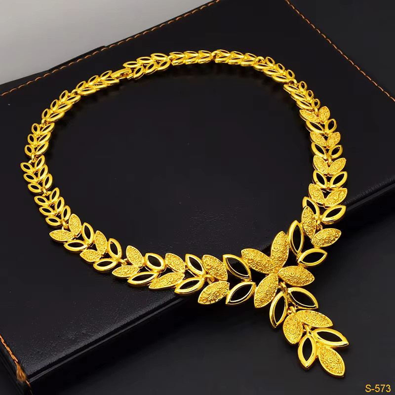 Schmuck-Set, 916 Gold, Blatt-Anhänger, Halskette, Ohrringe, Damen - Bild 3