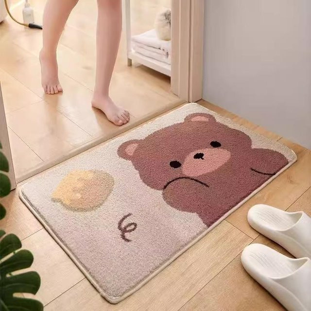Rutschfeste Badezimmer Bodenmatte in Creme mit Kaschmir-Imitation, B/B: 40 x 60 cm - Bild 1