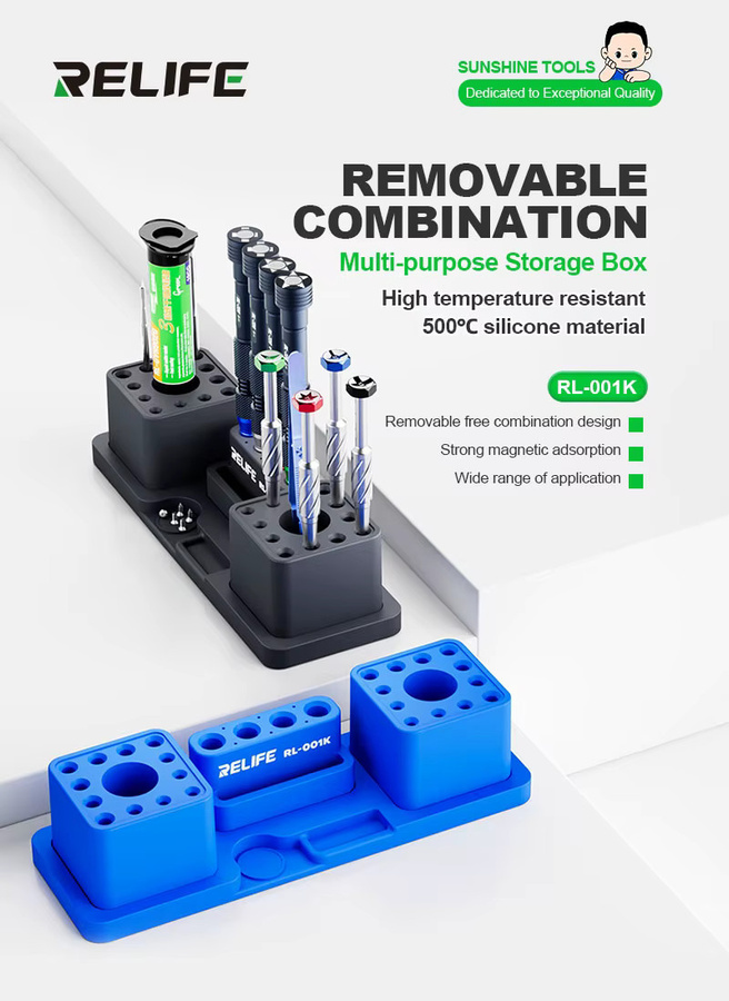 RELIFE RL-001K Multifunktions-Aufbewahrungsbox mit magnetischer Adsorption für Reparaturwerkzeuge wie Pinzetten und Schraubendreher - Bild 3