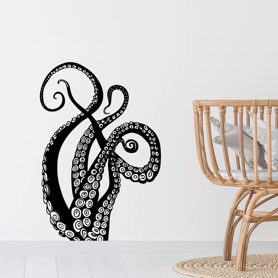 BRUP Wandtattoo Oktopus Tentakel Silhouetten in Schwarz zur Wanddekoration für Wohnzimmer und Schlafzimmer - Bild 2