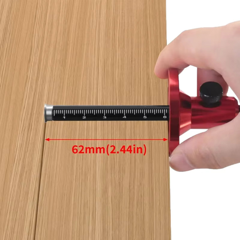 Multifunktionales Glasritzrad und Markierungswerkzeug für Holzbearbeitung mit Zoll- und Millimeter-Skala in Rot - Bild 3