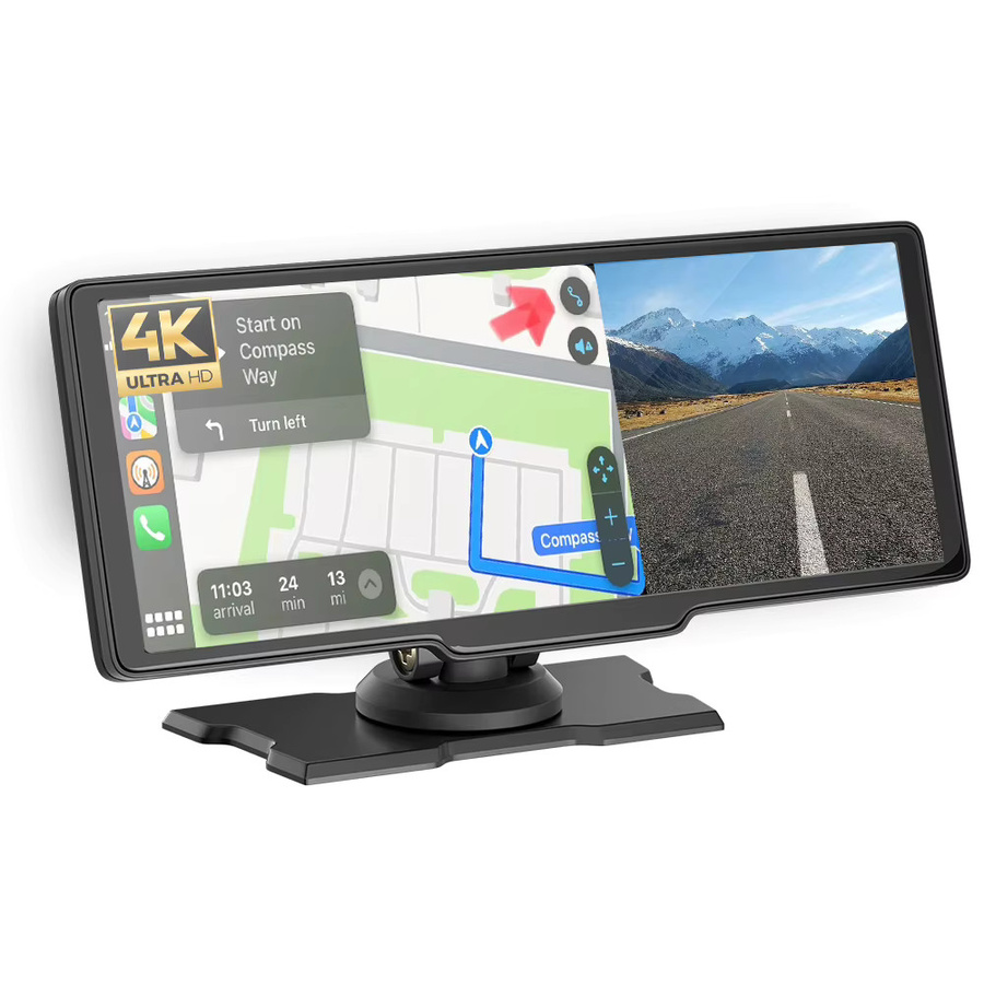 ESSGOO 10,26 Zoll Dashcam mit 1080P Full HD, kabelloses Apple CarPlay und Android Auto, Dual-Objektiv Videorekorder mit WIFI und Bluetooth, Schwarz - Bild 7