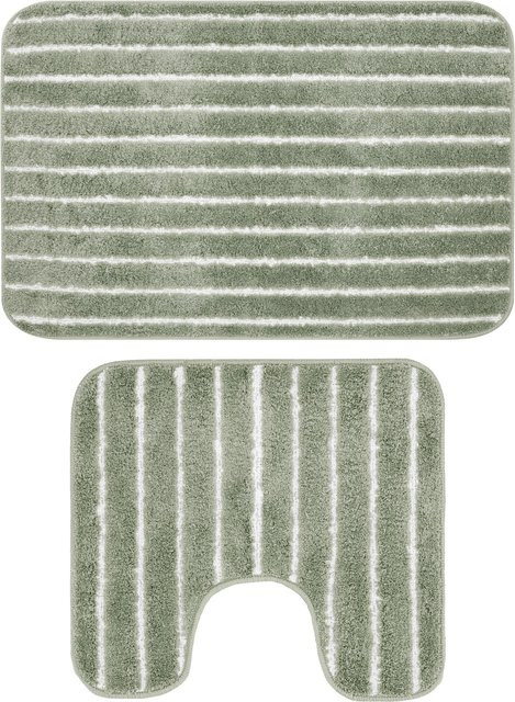 LIVARNO Badezimmergarnitur-Set in Grün mit WC-Ausschnitt und ohne WC-Ausschnitt aus Polyester - Bild 1