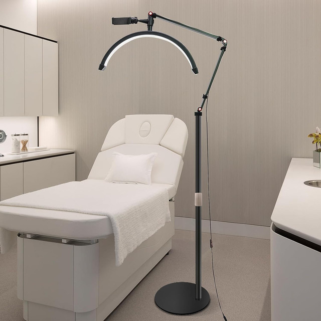 DWiusty 20W LED Halbmond-Ringlampe in Schwarz für Beauty, Hautpflege und Filmaufnahmen mit dimmbarer Farbtemperatur 3000K-6000K - Bild 1