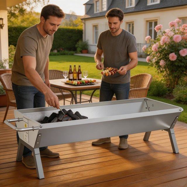 Grill Silver aus Edelstahl in Silber, B/T/H: 118 x 42 x 30,5 cm - Bild 1