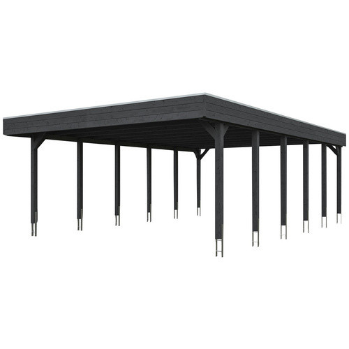 Skan Holz Carport Friesland aus Fichtenholz mit Aluminiumdach in Schiefergrau, B: 557 cm, T: 860 cm, H: 254 cm - Bild 3