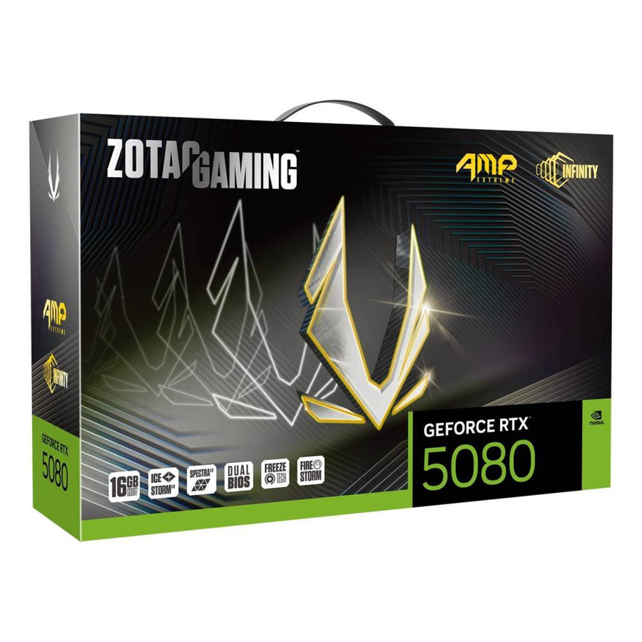 Zotac NVIDIA GeForce RTX 5080 AMP Extreme Infinity Grafikkarte mit 16GB GDDR7-RAM, PCIe x16, HDMI 2.1 und DisplayPort 2.1 in Schwarz/Transparent - Bild 4