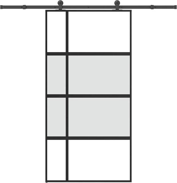 vidaXL Schiebetür aus Hartglas und Aluminium in Schwarz und Transparent, B/H: 102,5 x 205 cm - Bild 1