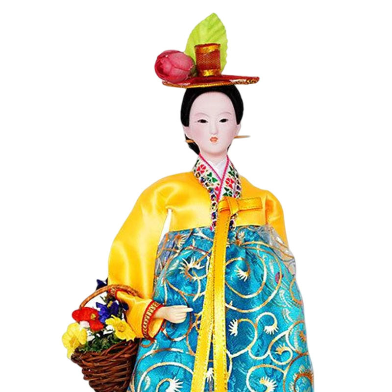 Kesoto Koreanische Geisha Figur in Hanbok mit floralem Design, mehrfarbig, Höhe: 30,48 cm - Bild 5