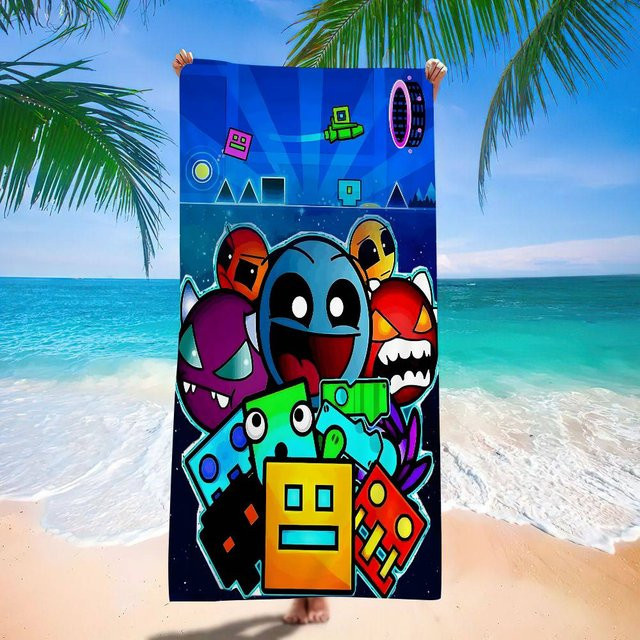 Video G-Games G-Geometry Dash Mikrofaser Strandtuch, schnelltrocknend und weich, Multicolour, 30 x 30 cm - Bild 1