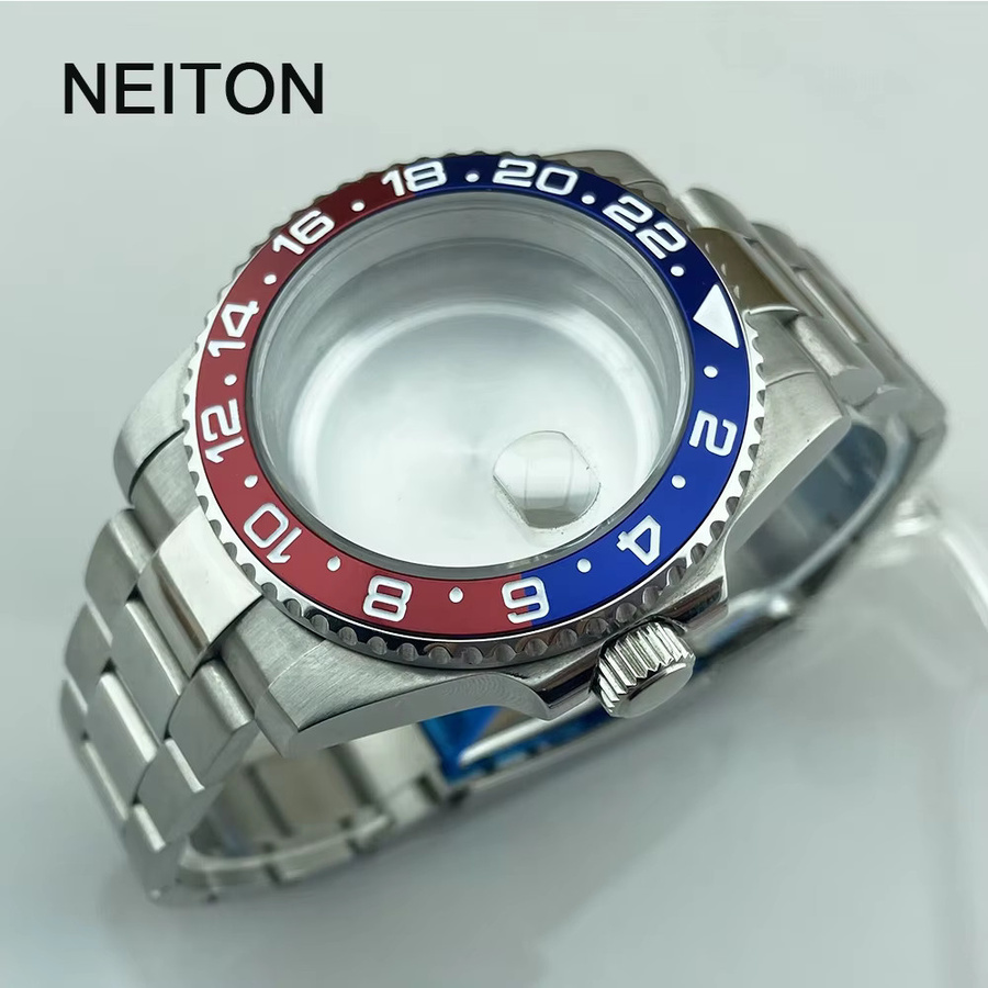 NEITON Uhrengehäuse, Edelstahl, Silber, 40 mm, Stahlarmband, Saphirglas - Bild 1