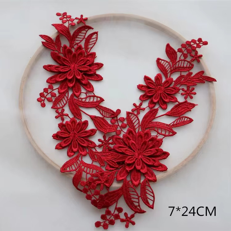 5 Paar R SMEALE wasserlösliche 3D-Spitzen-Spiegelblumen in Grau für DIY-Nähzubehör, B x H: 7 x 24 cm - Bild 2