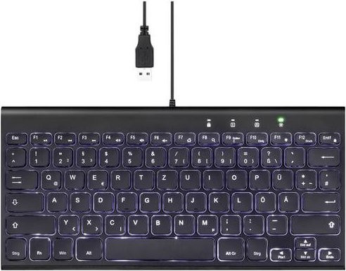 Perixx PERIBOARD-429 DE USB Tastatur mit QWERTZ Layout in Schwarz und Beleuchtung - Bild 1