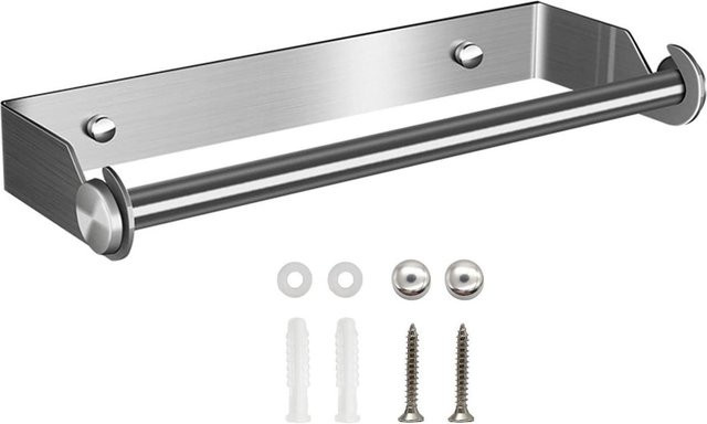 Wandmontierter Küchenrollenhalter aus Edelstahl von Manyuoluo in Grau ohne Bohren - Bild 1