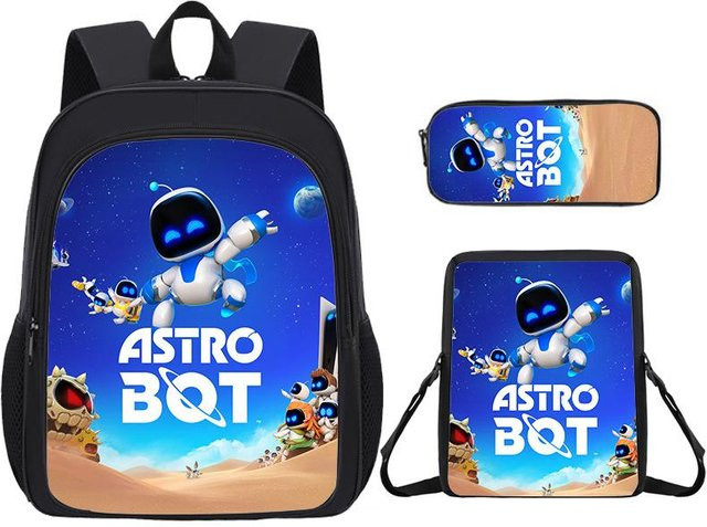 Dreiteiliges Schulset mit Astrobot Roboter Rucksack und Federmäppchen in Blau - Bild 1