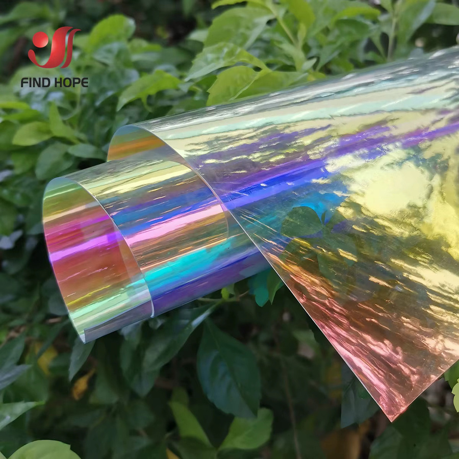 Holografische Regenbogenfolie von Findohope, transparentes PVC-Vinylmaterial für DIY-Bastelprojekte auf Stoff oder Leder - Bild 2
