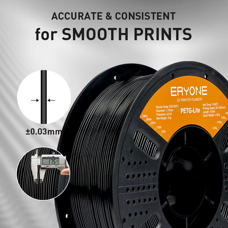 ERYONE PETG-Lite Filament 1,75mm für FDM 3D-Drucker, leichtgewichtig und zäh, 1 kg Spule - Bild 3