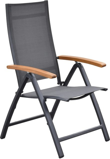 Merxx Klappstuhl Toblino aus Aluminium mit Armlehnen und Textilene-Bezug in Grau - Bild 1