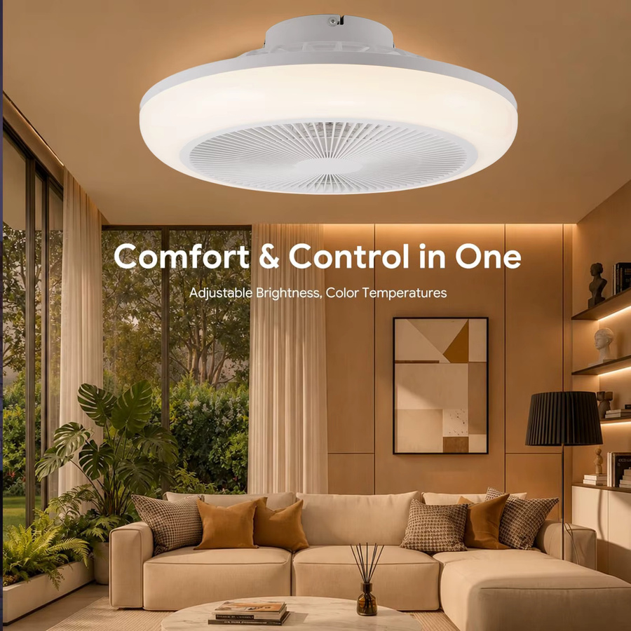 IRALAN Deckenventilator mit LED-Licht in Weiß, modern und dimmbar mit Fernbedienung - Bild 2