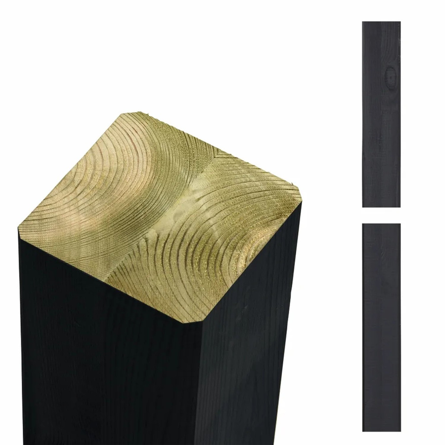 Zaunpfosten aus Kiefer Leimholz in Schwarz, B/T/H: 9 x 9 x 238 cm - Bild 2
